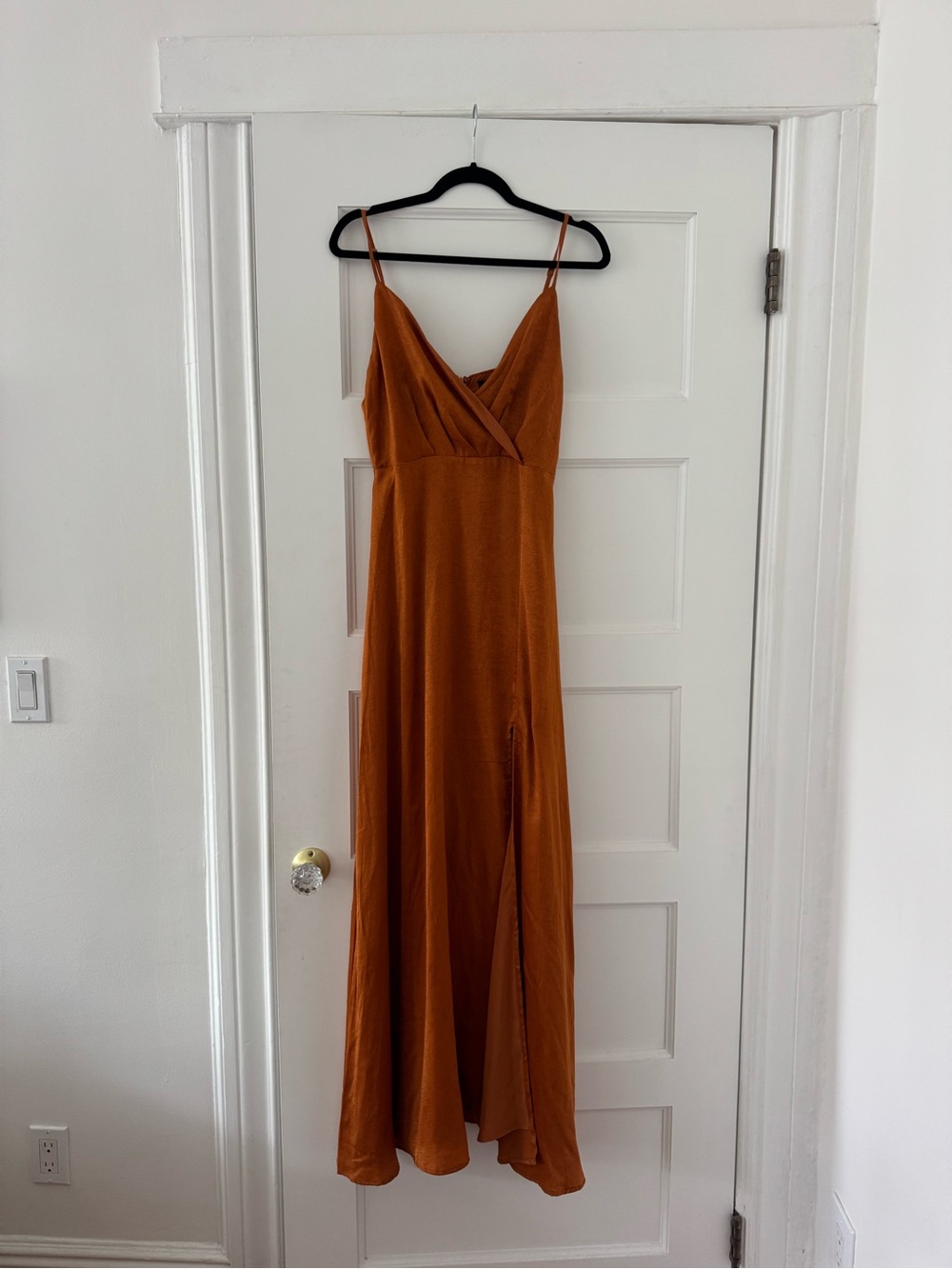 Lulu's Rust Orange Spaghetti-Strap Maxi Dress
